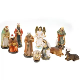 Ellug Krippenfiguren Set 11tlg. heilige Familie, heilige DREI Könige, Engel & Hirte H.: 15cm