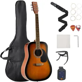 Vevor Dreadnought Akustik Gitarre 41 in / 1041,4 mm Anfängerpaket Erwachsene Sunburst