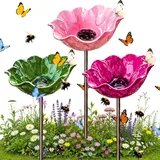 TETGSET Blumen Gartenstecker VogelträNke, 2026 Neu Metall Blumen Gartenstecker, BienenträNke, Schmetterlinge Insekten Tränke für Den Garten, VogelträNke Futterschale Rasen & Balkon (3pcs *D)