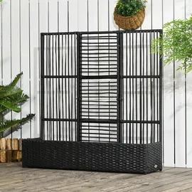 Outsunny Polyrattan Hochbeet mit Rankgitter 103 x 29 x 103 cm Schwarz