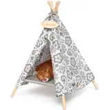 Outentin hundehöhle für kleine Hunde und Haustier – Stylish Katzenbett höhle – Modische hundehütte Indoor – Katzenzelt und cat House – viele Muster– Hunde und Katzen Tipi- 53x53x70cm - Blumen