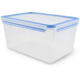 Emsa Clip & Close 508548 | Rechteckige Frischhaltedose | mit Deckel | 8 Liter | Transparent/Blau