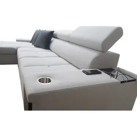 kaiser möbel Bequemes Ecksofa mit Schlaffunktion MORENA I MINI Kunstleder/Sawana Weiß/Graphit Rechts