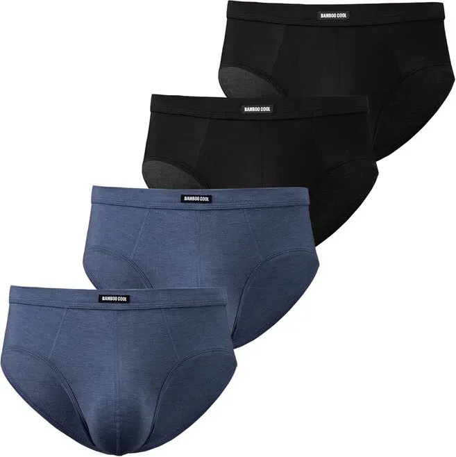 BAMBOO COOL Herren-Unterwäsche Slips Herren Pants Atmungsaktiv Komfort Weich 3D-Tasche Unterhosen S (4er-Pack)