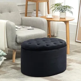 Homcom Sitzbank mit Stauraum Samtartiges Polyester Schwarz 71 x 52 x 42 cm