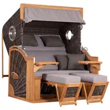 deVries Strandkorb Holz, Teakholz, Uni, 150x165x92 cm, Gartenmöbel, Strandkörbe