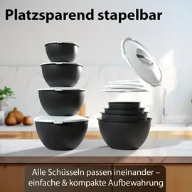Thats Shopping Salatschüssel Set groß mit Deckel Anthrazit Schwarz 4-tlg.