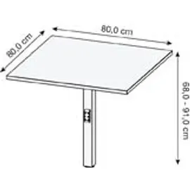 Germania Verbindungsplatte höhenverstellbar Mailand grafit, quadratisch 80,0 x 80,0 x 68,0 - 91,0 cm