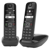 Gigaset AS690 Duo, Analoges/DECT-Telefon, Kabelloses Mobilteil, Freisprecheinrichtung, 100 Eintragungen, Anrufer-Identifikation, Schwarz - Schwarz