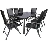 VCM 9-tlg Gartenmöbel Set Sitzgruppe Essgruppe 1xTisch, 8x Stühle Tisch Maße ca. H. 76 x B. 190 x T. 80 cm Garten Set – Stühle 190 SW