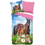 Jugendbettwäsche Dora, Mehrfarbig, Textil, Pferd, 135x200 cm, atmungsaktiv, Schlaftextilien, Bettwäsche, Kinderbettwäsche