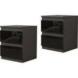 Hti-Living HTI-Living, Nachttisch, Nachtschrank Kenji Hochglanz Schwarz 2er-Set
