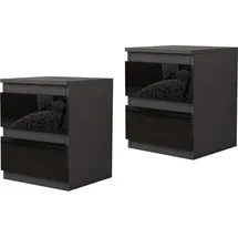Hti-Living HTI-Living, Nachttisch, Nachtschrank Kenji Hochglanz Schwarz 2er-Set