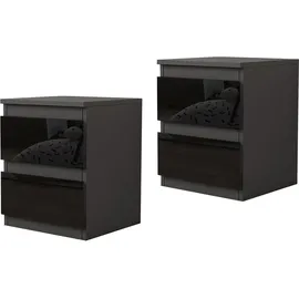 Hti-Living HTI-Living, Nachttisch, Nachtschrank Kenji Hochglanz Schwarz 2er-Set
