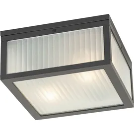 QAZQA AußenDeckenleuchte Aluminium Glas 2-flammig IP44 schwarz