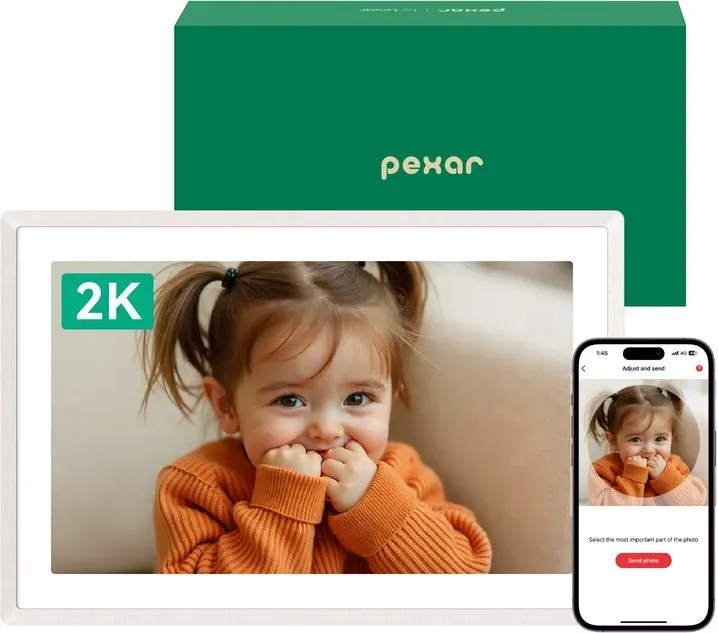 Pexar by Lexar WLAN-Digitalbilderrahmen 11 Zoll | 2K-Auflösung für ultimative Klarheit, blendfreier Touchscreen, ideal als Geschenk, Fotos/Videos teilen über App, Sand