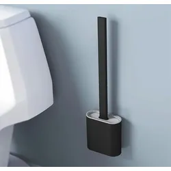 TOJ Silikon WC-Bürste mit Halterung - Flexibler Toilettenbürste - Inklusive Aufhängesystem - Weiß