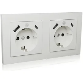 Icy Box Doppelsteckdose Unterputz IB-MPS4200W-PD Weiß 2 St.