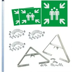 Dreifke® Dreieckset Rettungszeichen Sammelstelle, 400x400mm, inkl. Pfosten/Befestigung