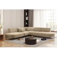 Fun Möbel Ecksofa Designersofa VALENCIA in Stoff Quelle Hellbraun