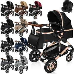 KESSER® Loops 3 in 1 Kinderwagen Kombikinderwagen Komplettset incl. Babywanne & Buggy Sportsitz & Auto-Babyschale - Voll-Gummireifen - Wickeltasche/Regenschutz/Kindertisch Set