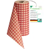 Sensalux italienische Landhaus Tischdecke, Tischdeckenrollen, Karo, rot-weiß kariert, 30cm x 25m