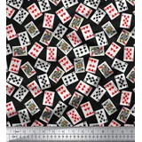 Soimoi Baumwoll Voile Stoff Poker-Karten-Druck-Nuhen 58 Zoll breit Material durch das Meter-Schwarz