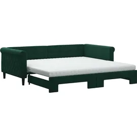 vidaXL Tagesbett Ausziehbar mit Matratzen Dunkelgrün 100x200 cm Samt