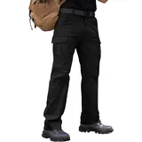 Vthereal Cargohose Herren Baumwolle Outdoorhose mit 7 Taschen Männer Arbeitshosen Chino Taktische Ranger Hose für Jagd Wandern, Schwarz, L - L