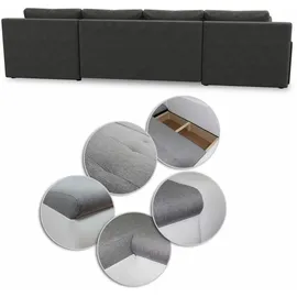 Sofnet Wohnlandschaft mit Schlaffunktion Faris U-Form - Couch, Schlafsofa mit Bettkasten, Couchgranitur mit Bettfunktion, Big Sofa, Bettsofa (Dunkelgrau (Kronos 22))