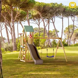 Wickey Spielturm MultiFlyer Light mit Schaukel und Rutsche Pastellblau