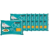 PURINA ONE Adult Zarte Stückchen in Sauce, Katzenfutter 12er Pack (12 x 4 x 85g)