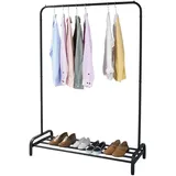 Amig - Kleiderstange Ïken | Organizer für Kleidung mit Stange und unterem Regal | 110x45x155 cm | Metall in mattem Schwarz | Ideal für Schlafzimmer, Flur oder Eingang