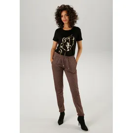 Aniston CASUAL T-Shirt goldfarben/schwarz 40