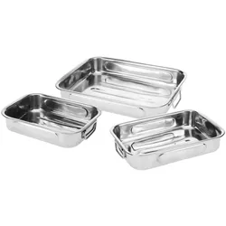 WellHome - 3er-Set Backbleche aus Edelstahl mit Griffen