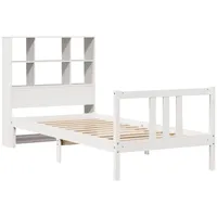 VidaXL Massivholzbett mit Regal ohne Matratze Weiß 90x200 cm