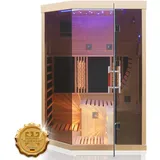 Dewello Dewello® Infrarotsauna Infrarotkabine OTTAWA 140x120cm 1-2 Person inkl. 6 Vollspektrumstrahler, 4 Karbonstrahler, 2 Personen