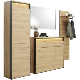 VOLEO Garderobenpaneel Voleo 58 x 184 x 31,6 cm Schwarz Eiche