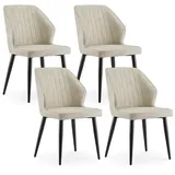 Ofcasa Esszimmerstuhl Kunstlederstühle (4er Set), Wohnzimmerstühle mit Metallbeinen beige