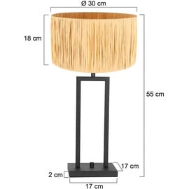 lampenwelt.de Tischleuchte Stang 3704ZW, Geflecht natur