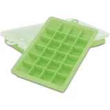 Intirilife 2x Eiswürfelformen in GRÜN – 2er Set à 24 Fächer Eiswürfel Silikonformen mit Deckel – Flexibler Eiswürfelbehälter Verschließbar