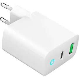 Gembird 2-Port 20W mit LED-Anzeige, Typ C - A - Weiß