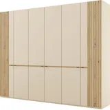 Musterring Drehtürenschrank MUSTERRING "Isabelle", beige (champagner, dekor), B:295,2cm H:236cm T:58cm, Hartfaserplatte, Holzwerkstoff, Schränke, Drehtürenschrank, Lamellen in Eiche, Griffe in schwarz, verschiedene Größen und Farben