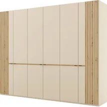 Musterring Drehtürenschrank MUSTERRING "Isabelle", beige (champagner, dekor), B:295,2cm H:236cm T:58cm, Hartfaserplatte, Holzwerkstoff, Schränke, Drehtürenschrank, Lamellen in Eiche, Griffe in schwarz, verschiedene Größen und Farben
