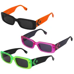 Converse Damen & Herren Sonnenbrille mit UV400-Schutz mit Lichtdurchlässigkeit S2 Urlaubs-Brille Sommer-Brille SCO228 Schwarz/Grün, Schwarz/Pink oder Schwarz/Orange - 
