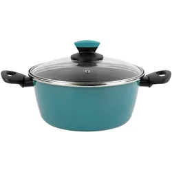 Magefesa Lotus – 24 cm großer Topf mit Glasdeckel aus verglastem, emailliertem Stahl, geeignet für Induktion