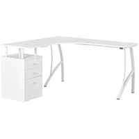 Homcom L-förmiger Schreibtisch mit Schublade Home-Office-Eckarbeitsplatz Weiß