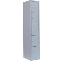 Lüllmann Schließfachschrank X-520510, aus Metall, 5 Fächer, 31 x 180 x 50cm, lichtgrau