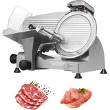 Kommerzieller Fleisch Allesschneider - Elektrische Aufschnittmaschine 340 W - Lebensmittelschneider mit 25,4 cm Kohlenstoffstahlklinge - Einstellba...