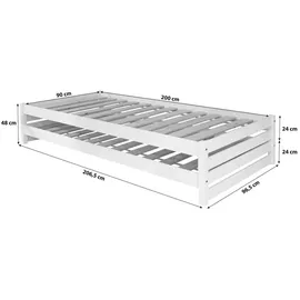 TICAA Stapelliege Gästebett 90 x 200 cm weiß
